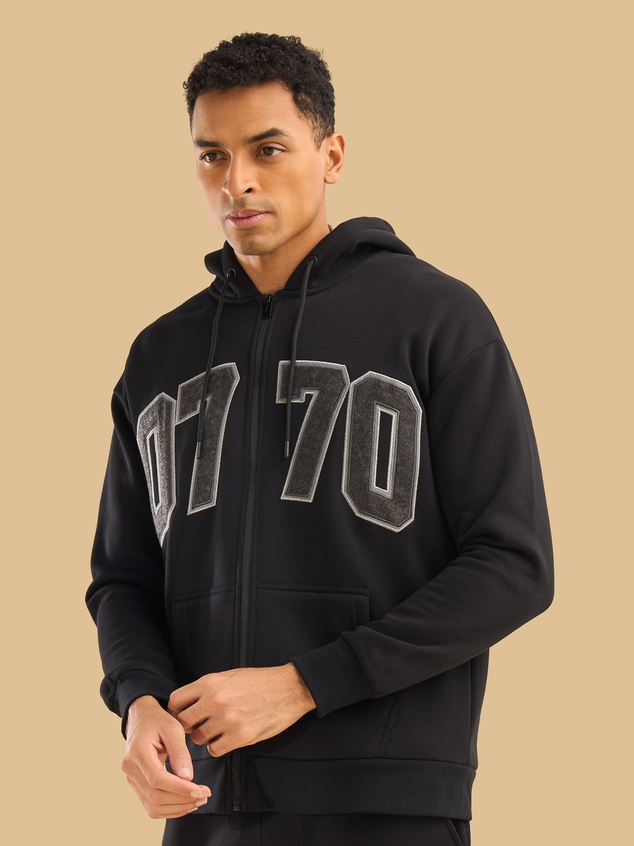 Oversized Varsity Zip Through Hoodie