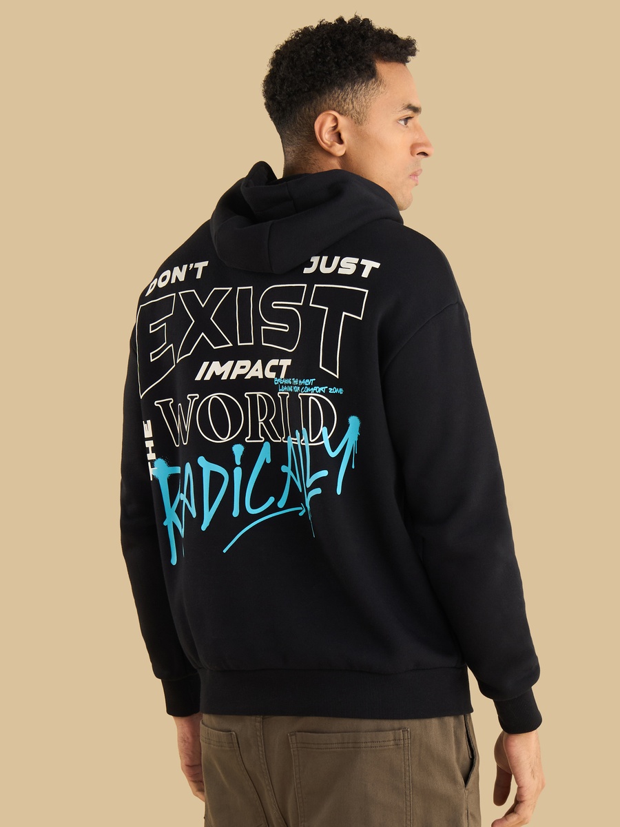 Graphic Print Hooded Oversized Sweatshirt