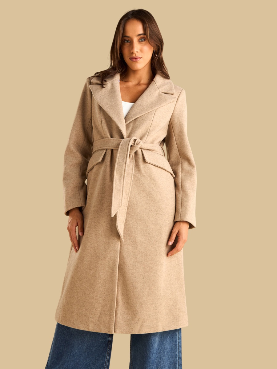 Notch Lapel Belted Coat