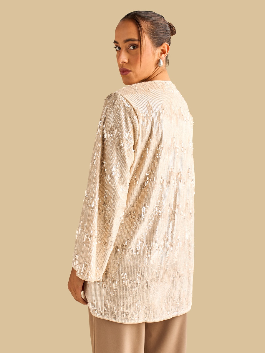 Sequin Embellished Longline Shrug