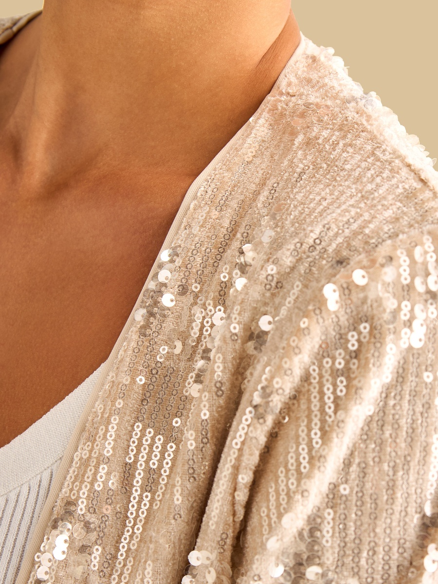 Sequin Embellished Longline Shrug