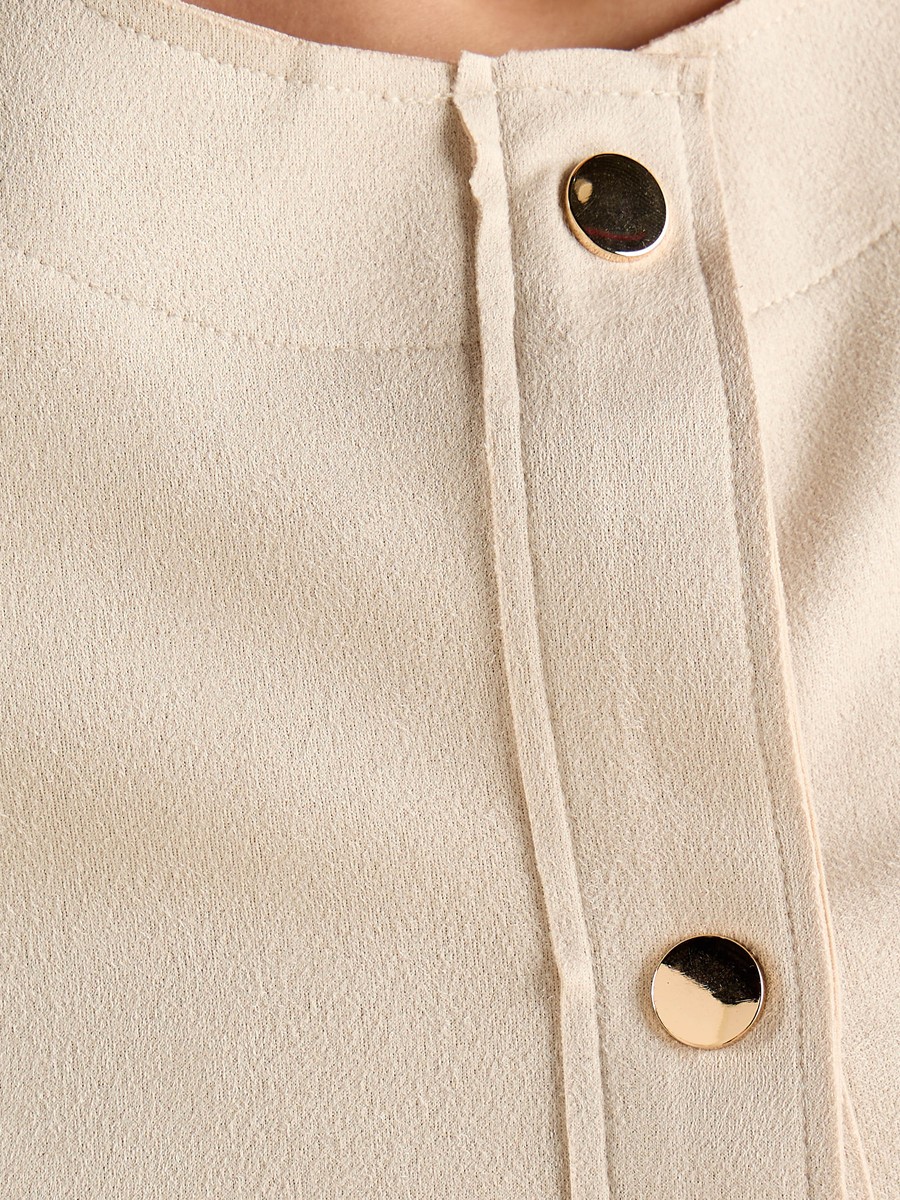 Round Neck Suede Look Jacket