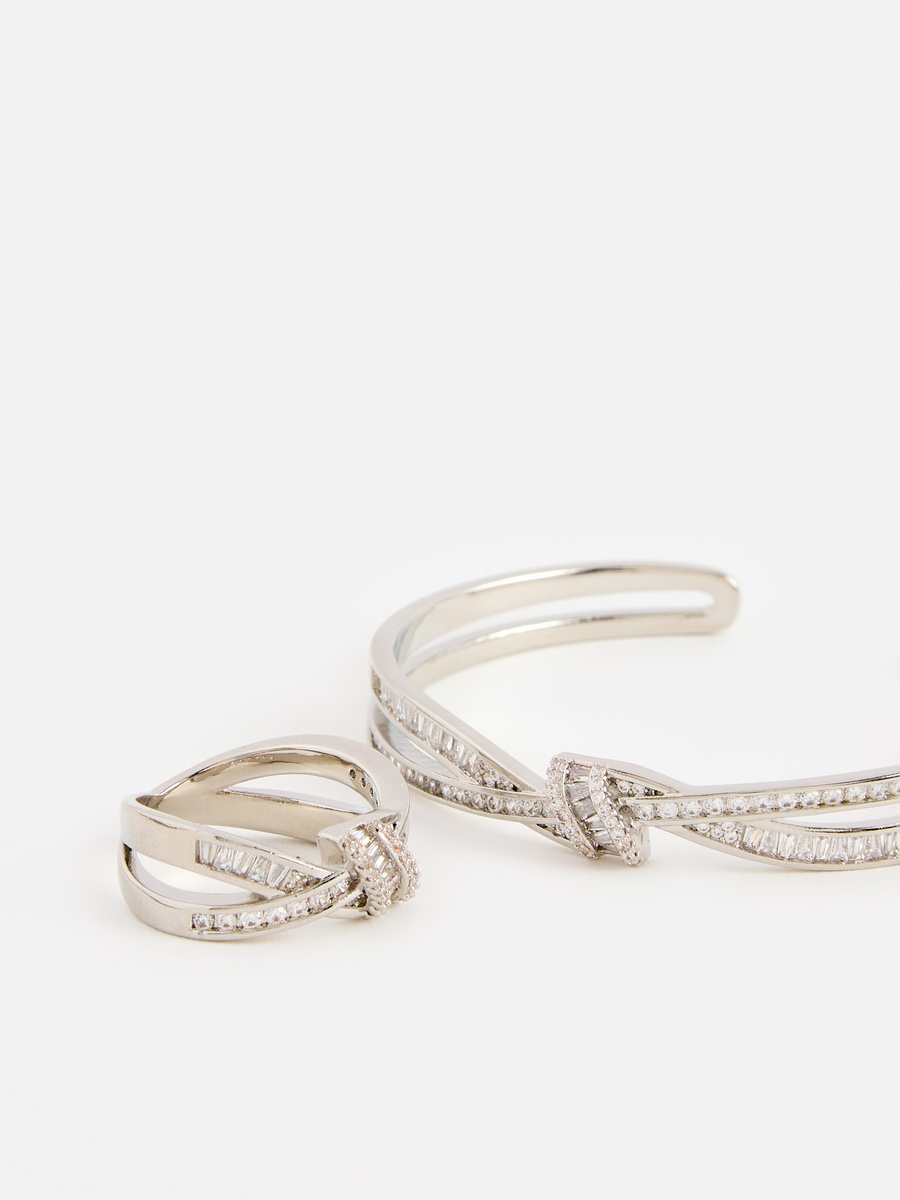 Embellished Cuff Bracelet and Ring Set