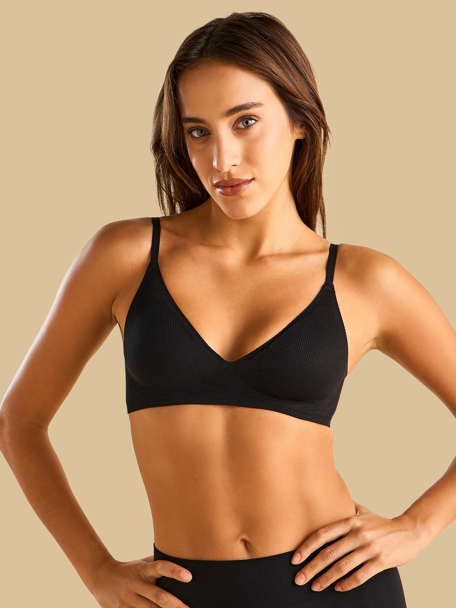Ribbed Padded Non-Wired Bra