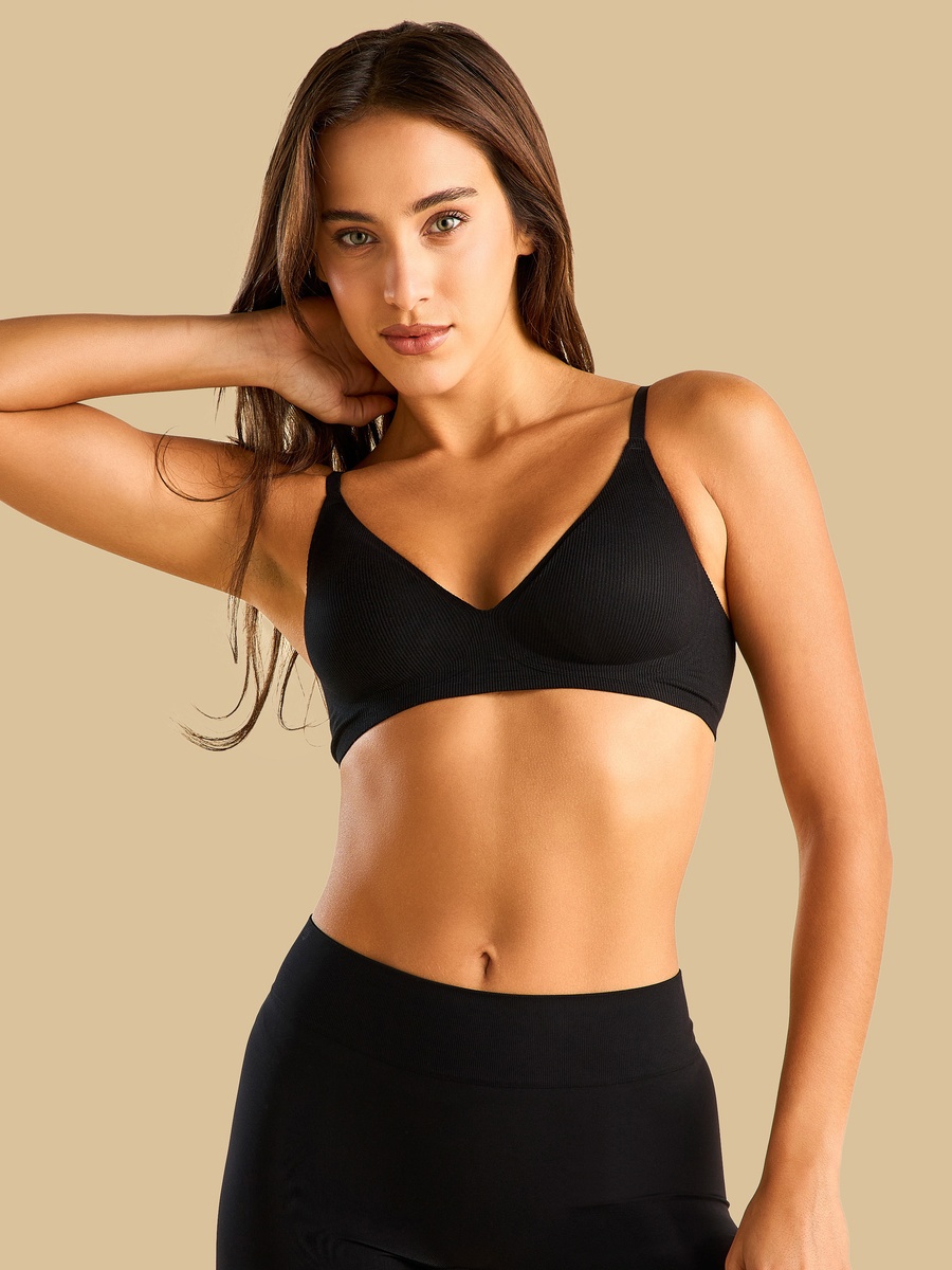 Ribbed Padded Non-Wired Bra