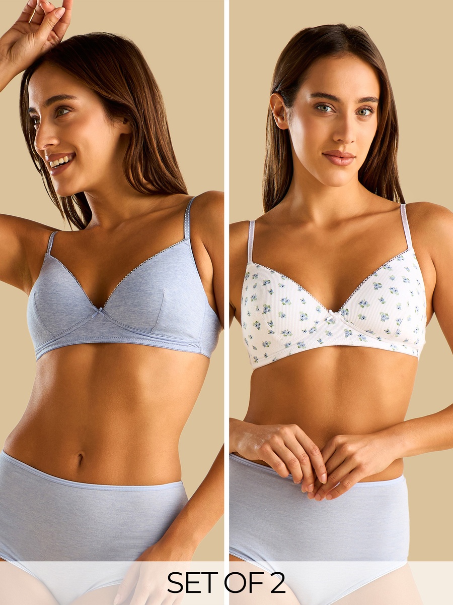 Pack of 2 - Assorted Non-Wired Padded A-frame Bra