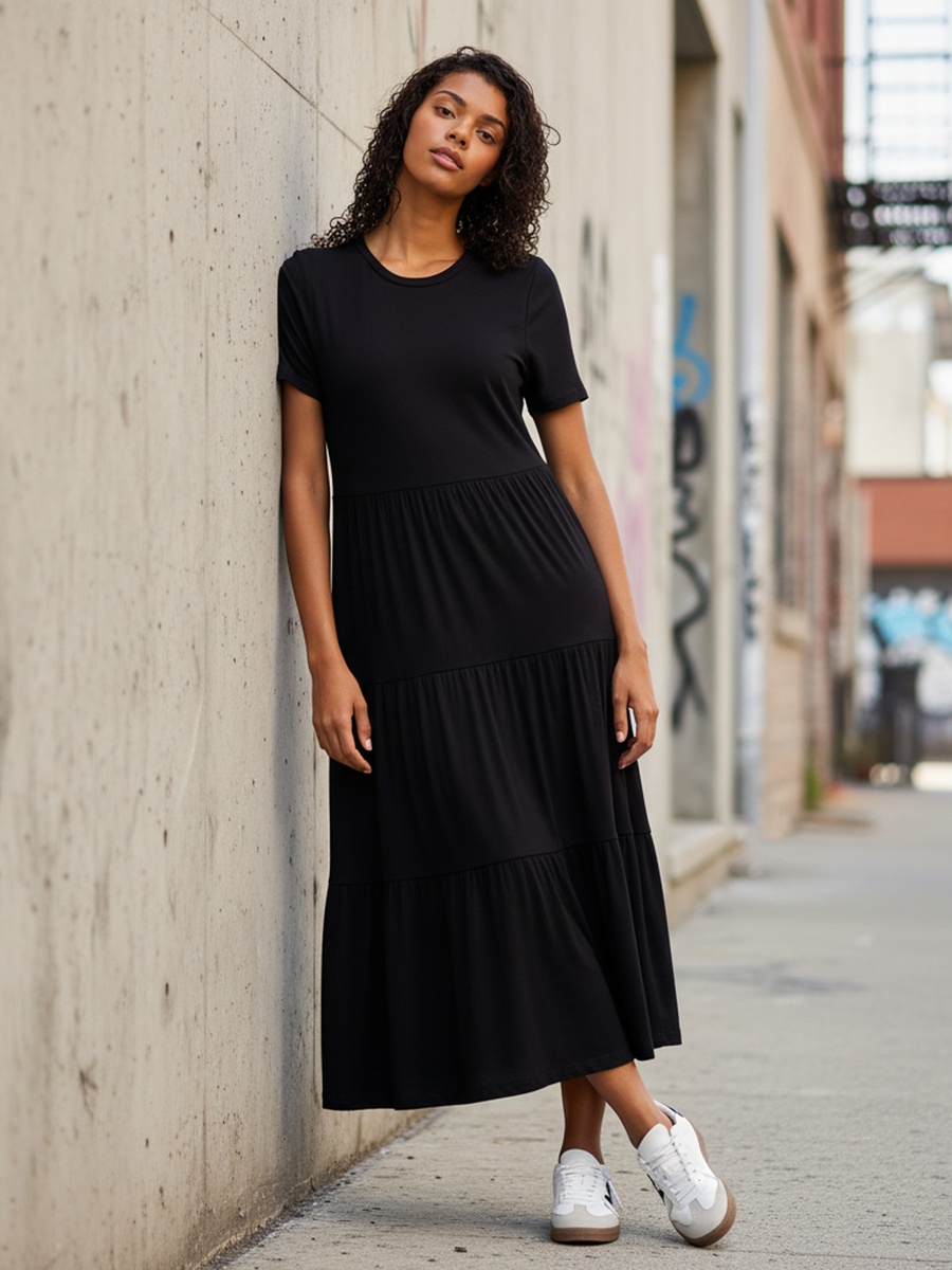 Ribbed Tiered Dress