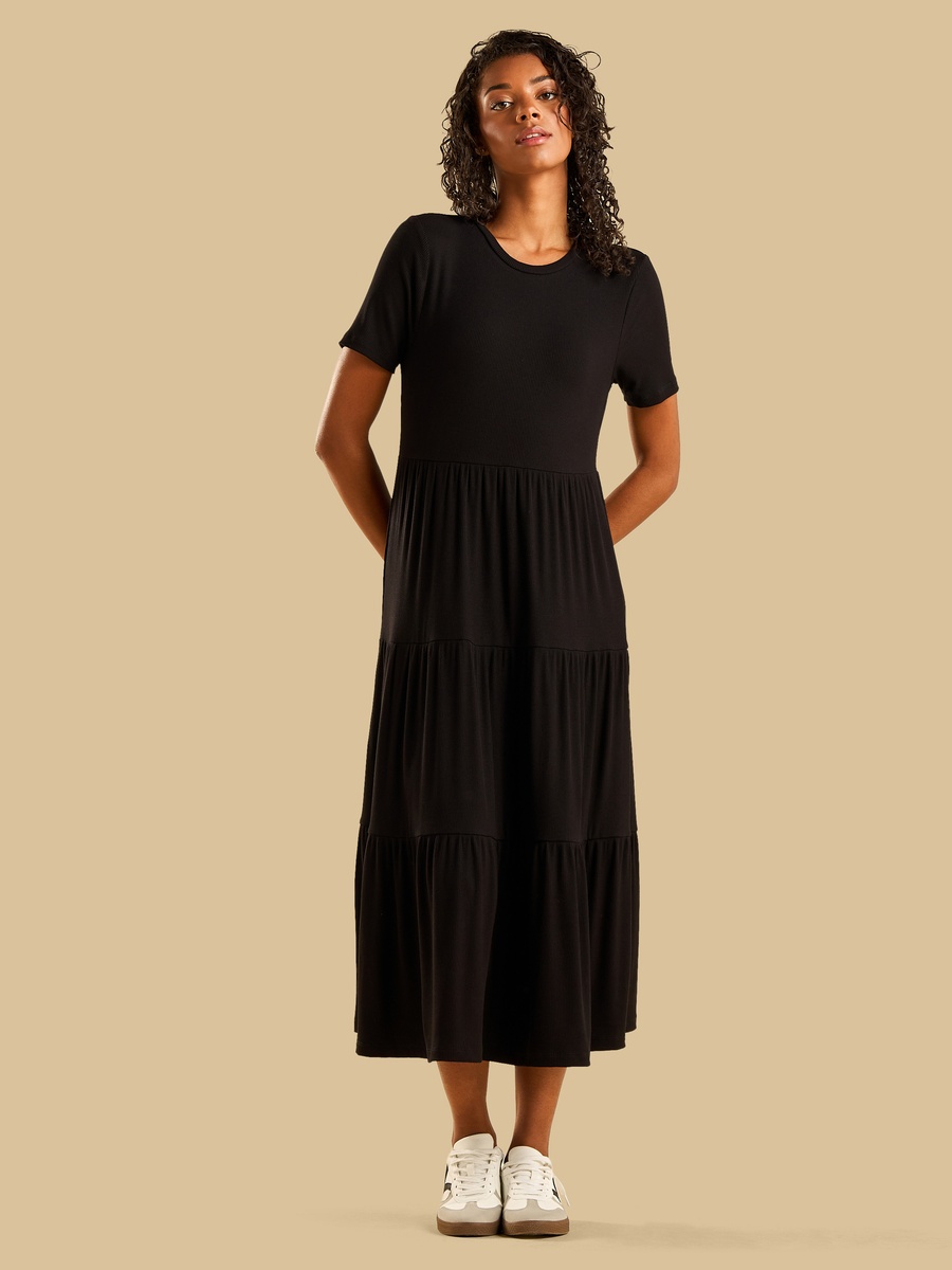 Ribbed Tiered Dress