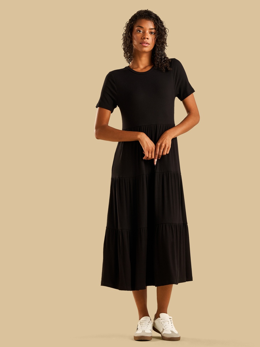 Ribbed Tiered Dress