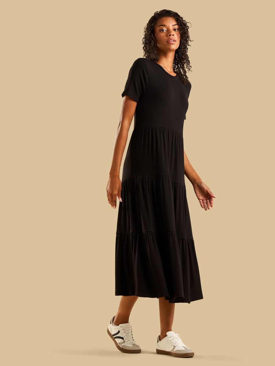 Ribbed Tiered Dress
