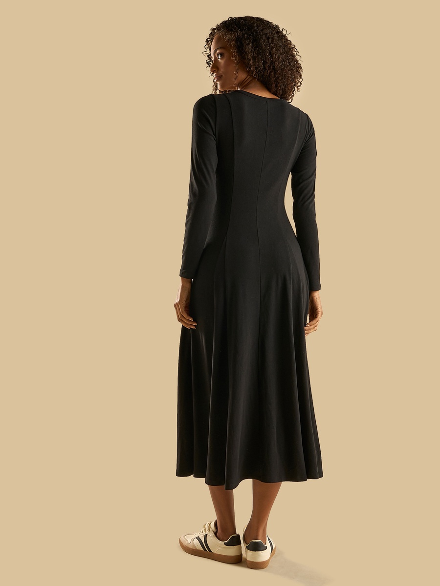 Panelled V Neck Viscose Dress