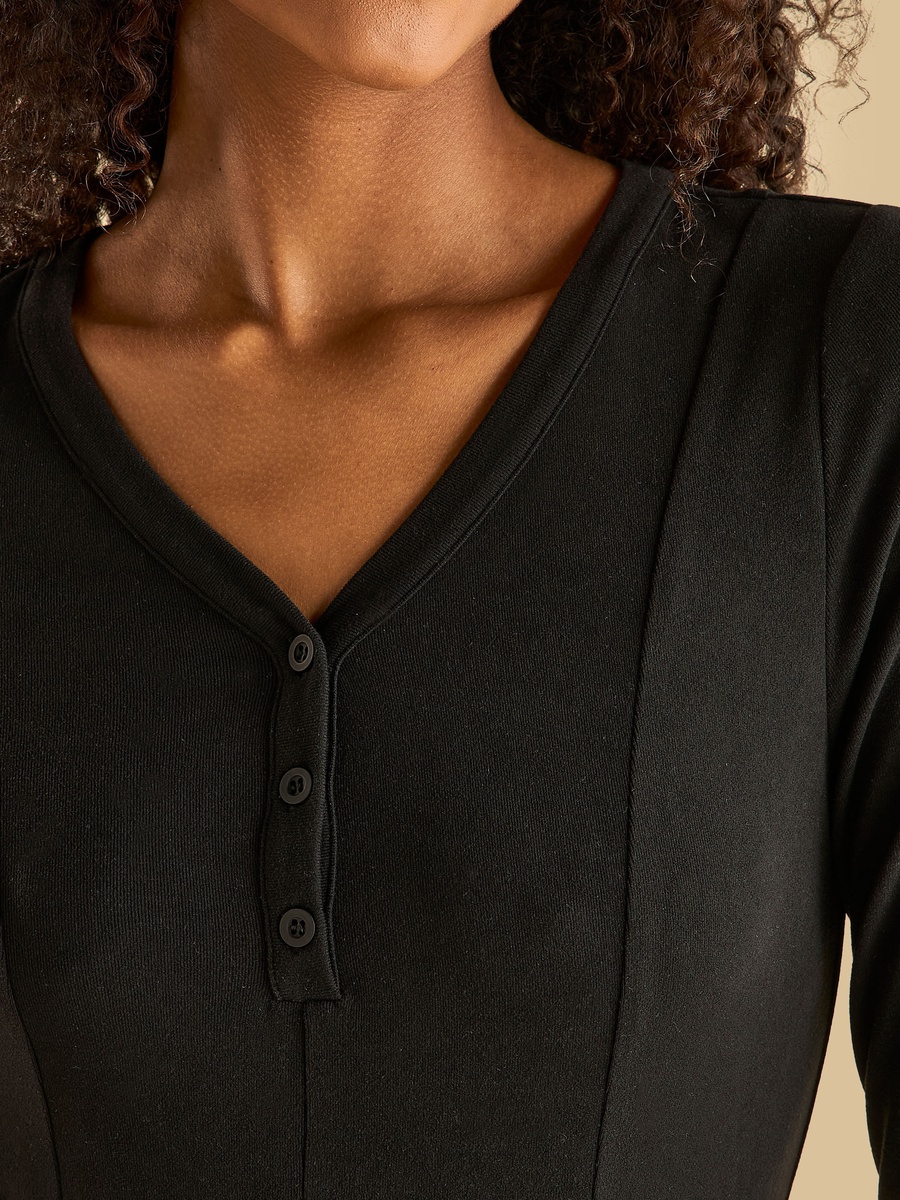 Panelled V Neck Viscose Dress