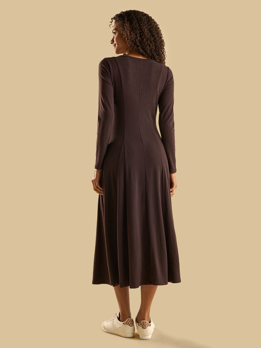 Panelled V Neck Viscose Dress