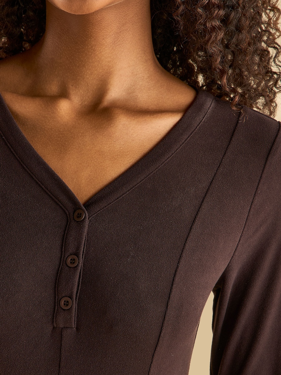 Panelled V Neck Viscose Dress