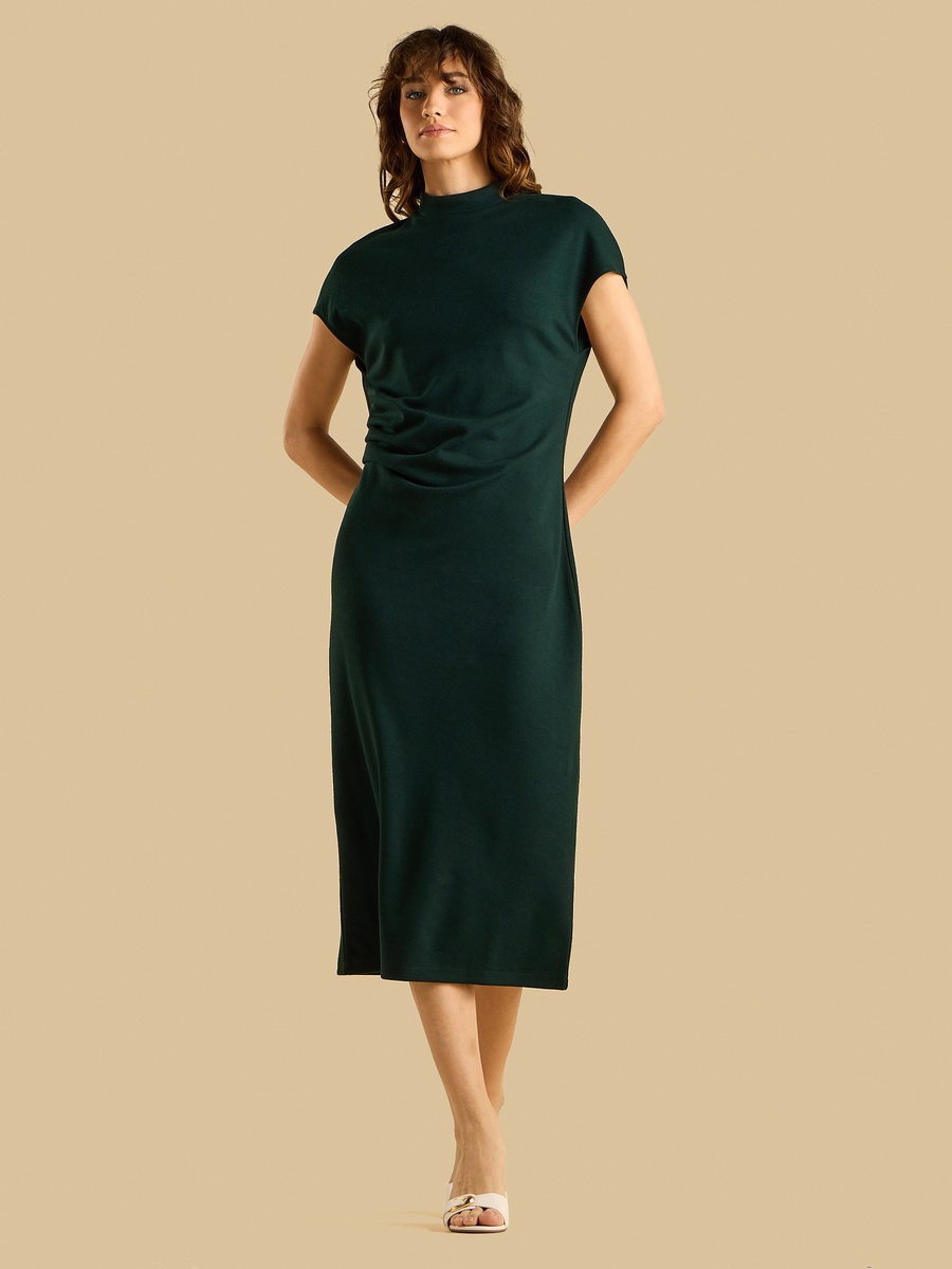 Pleated High Neck Dress