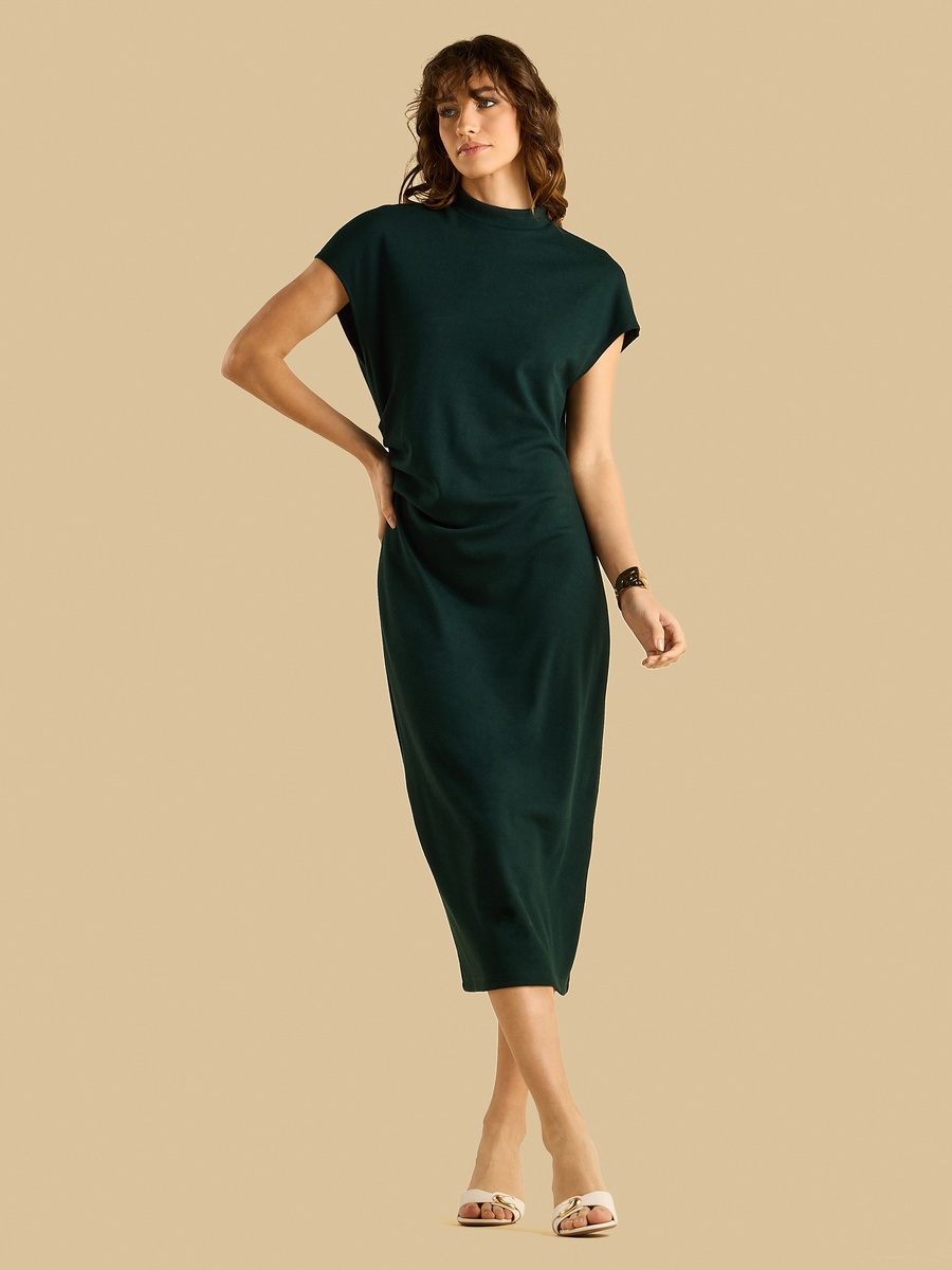 Pleated High Neck Dress