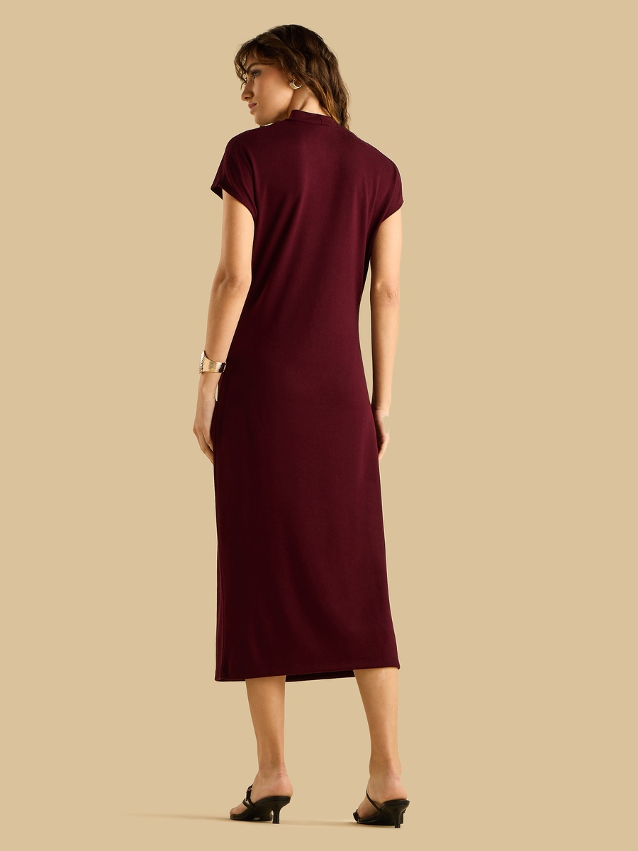 Pleated High Neck Dress