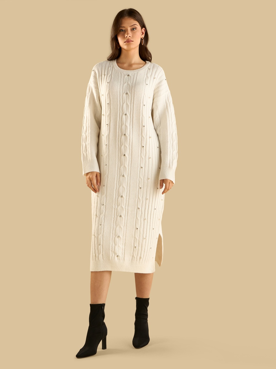 Embellished Sweater Dress