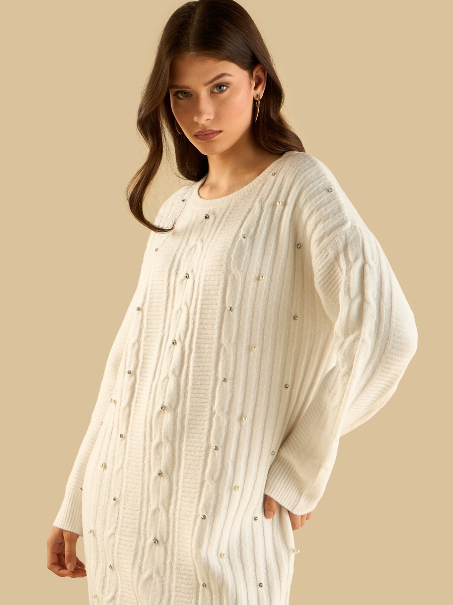 Embellished Sweater Dress
