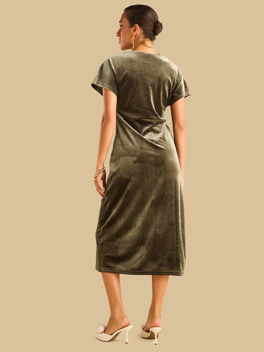 V Neck Velour Dress