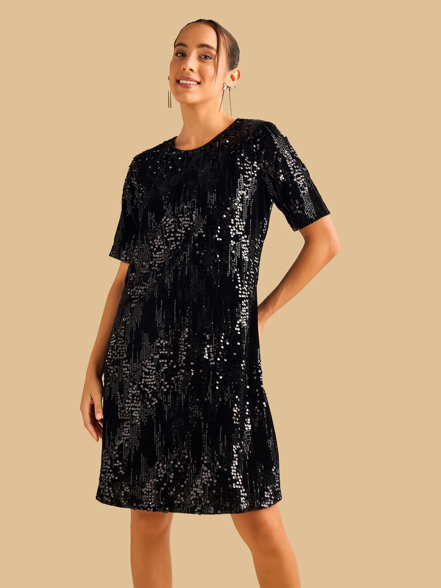 Embellished Velour Dress