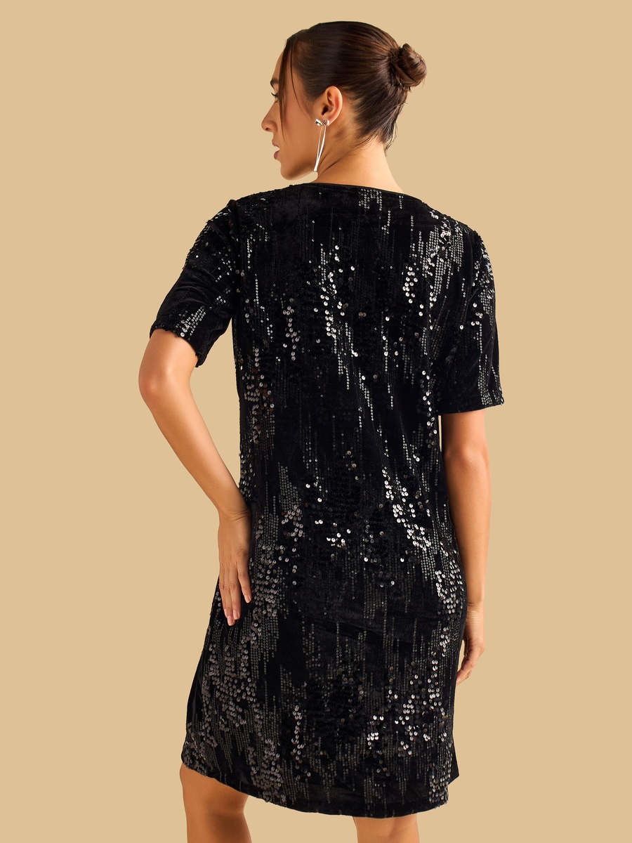 Embellished Velour Dress