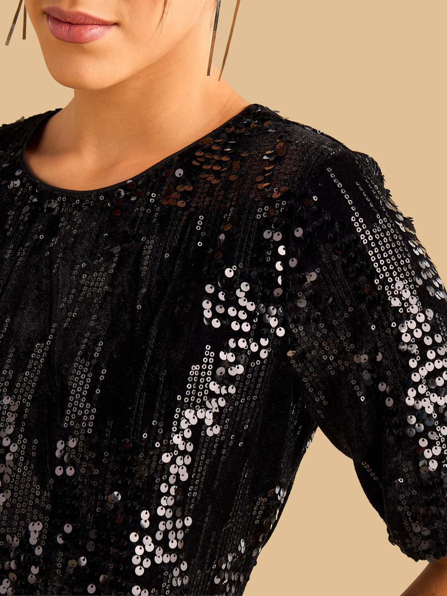 Embellished Velour Dress