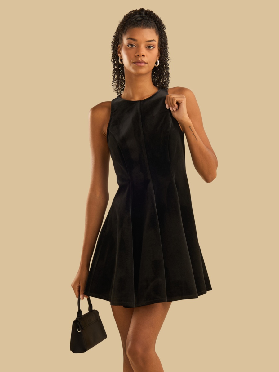 Sleeveless Velour Mini Dress