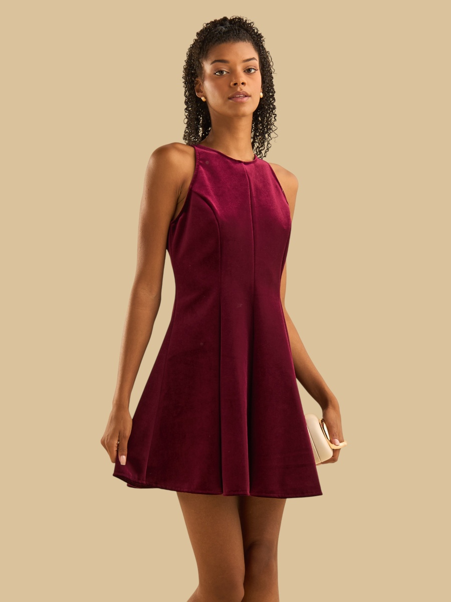 Sleeveless Velour Mini Dress