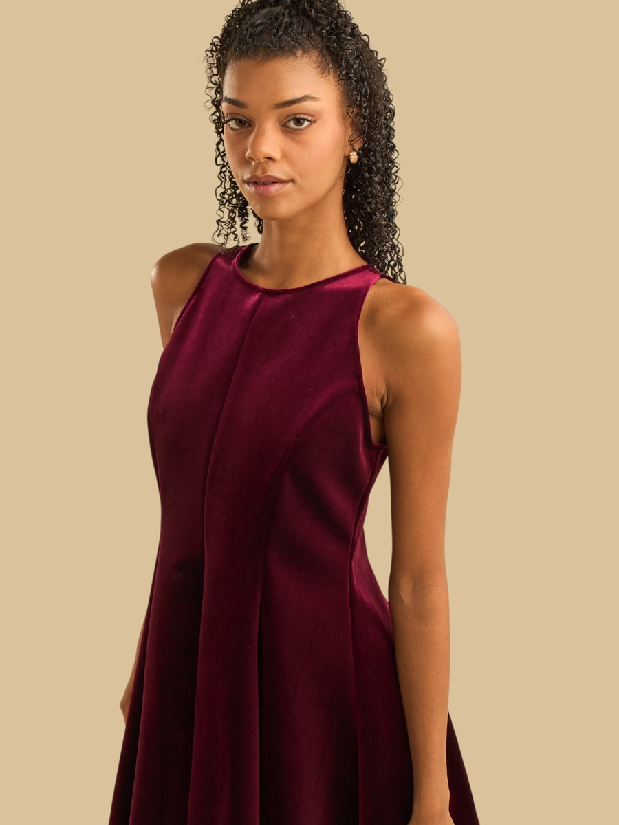 Sleeveless Velour Mini Dress