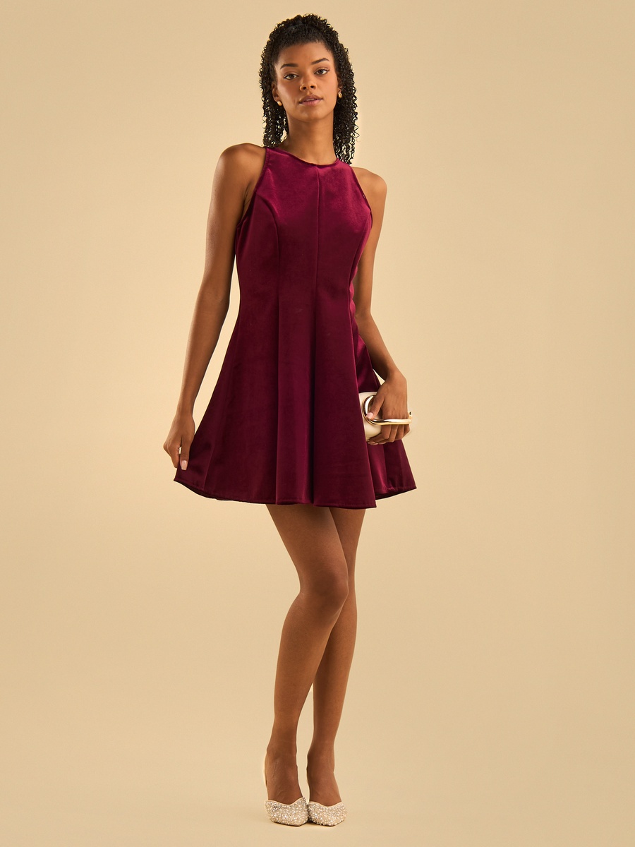 Sleeveless Velour Mini Dress