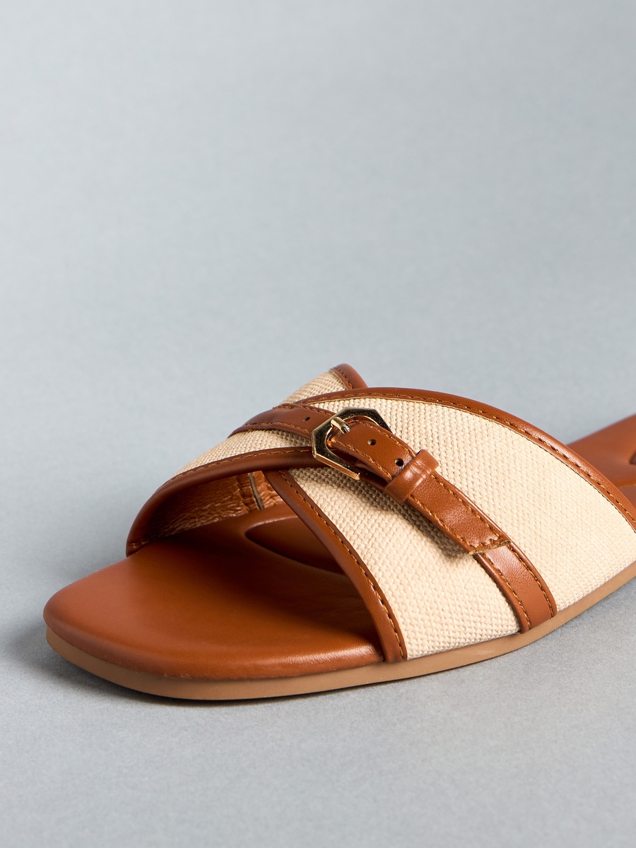 Buckle Accent Slip-On Flat Sandals