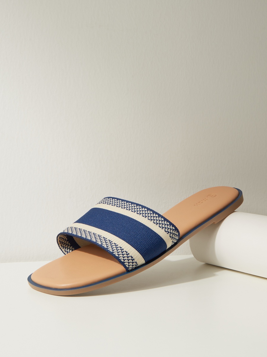 Striped Slip-On Flat Sandals