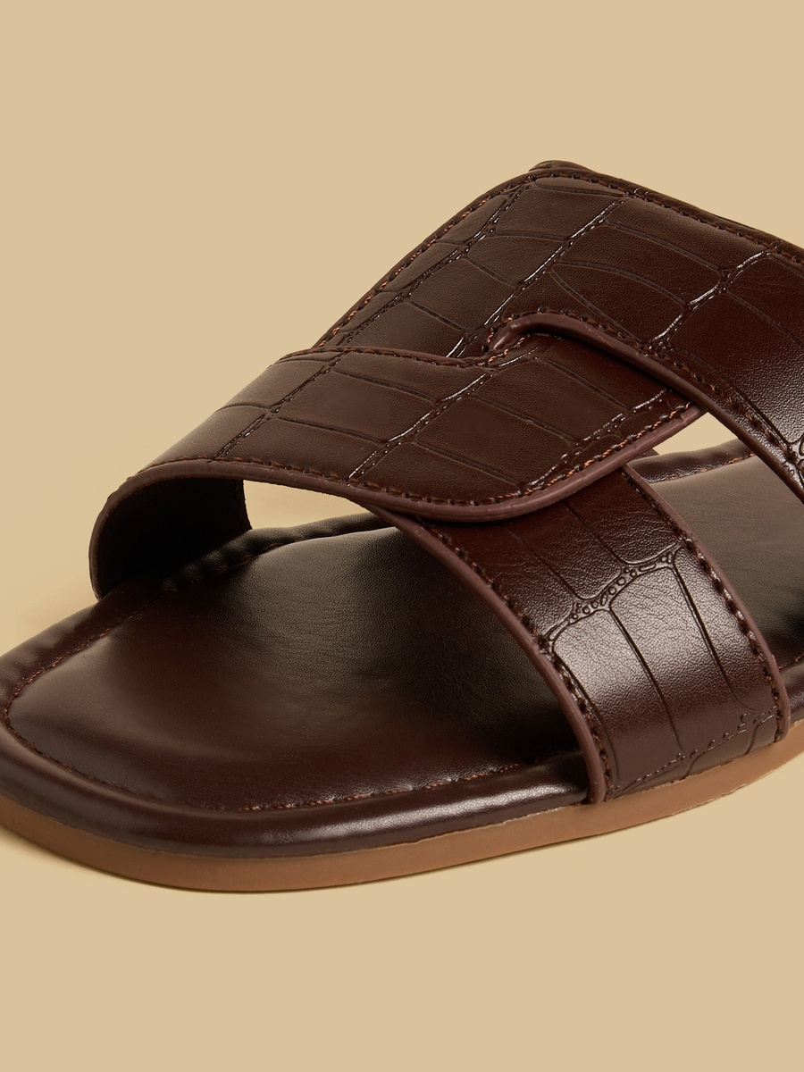 Textured Slip-On Flat Sandals