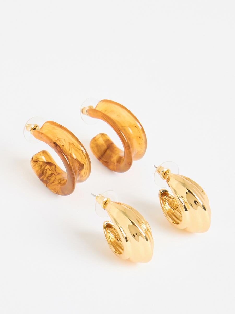 Pack of 2 - Hoop Earrings with Pushback Closure