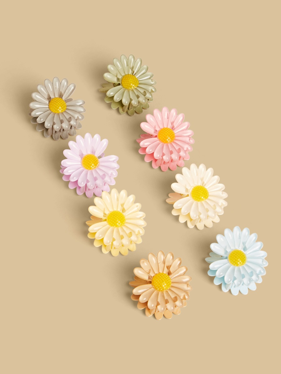 Pack of 8 - Floral Hair Clamp