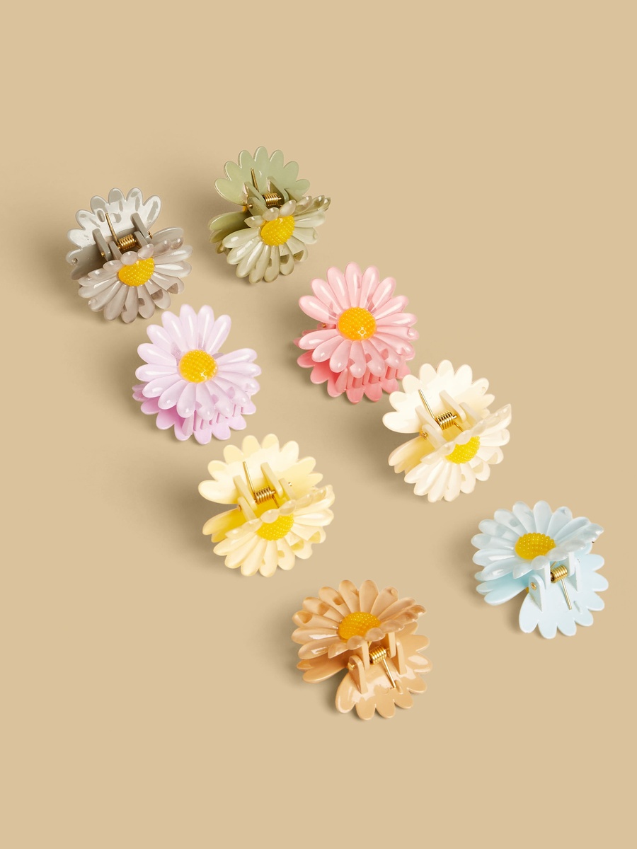 Pack of 8 - Floral Hair Clamp