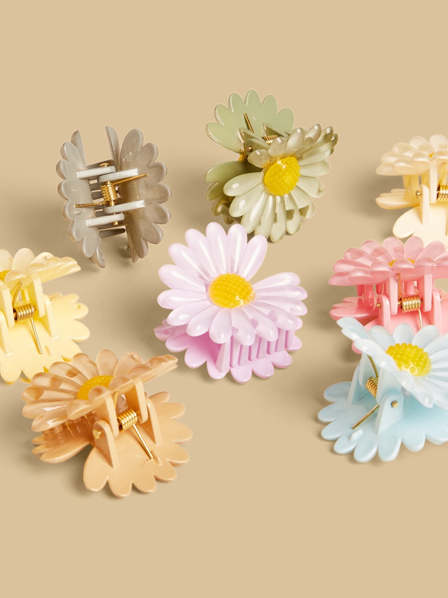 Pack of 8 - Floral Hair Clamp