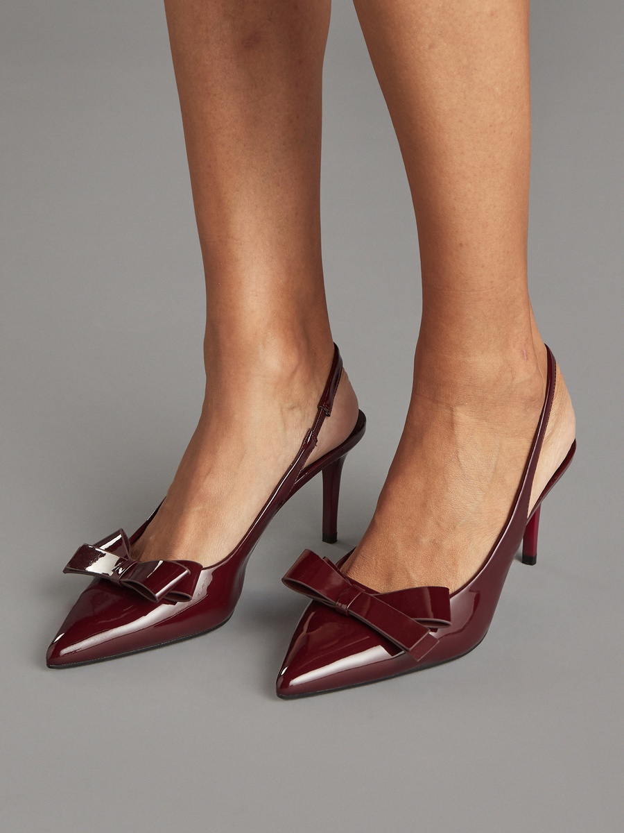 Bow Accent Slingback Sandals with Stiletto Heels