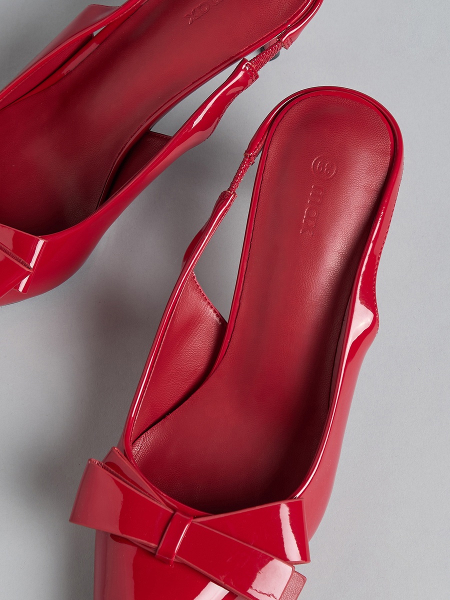 Bow Accent Slingback Sandals with Stiletto Heels