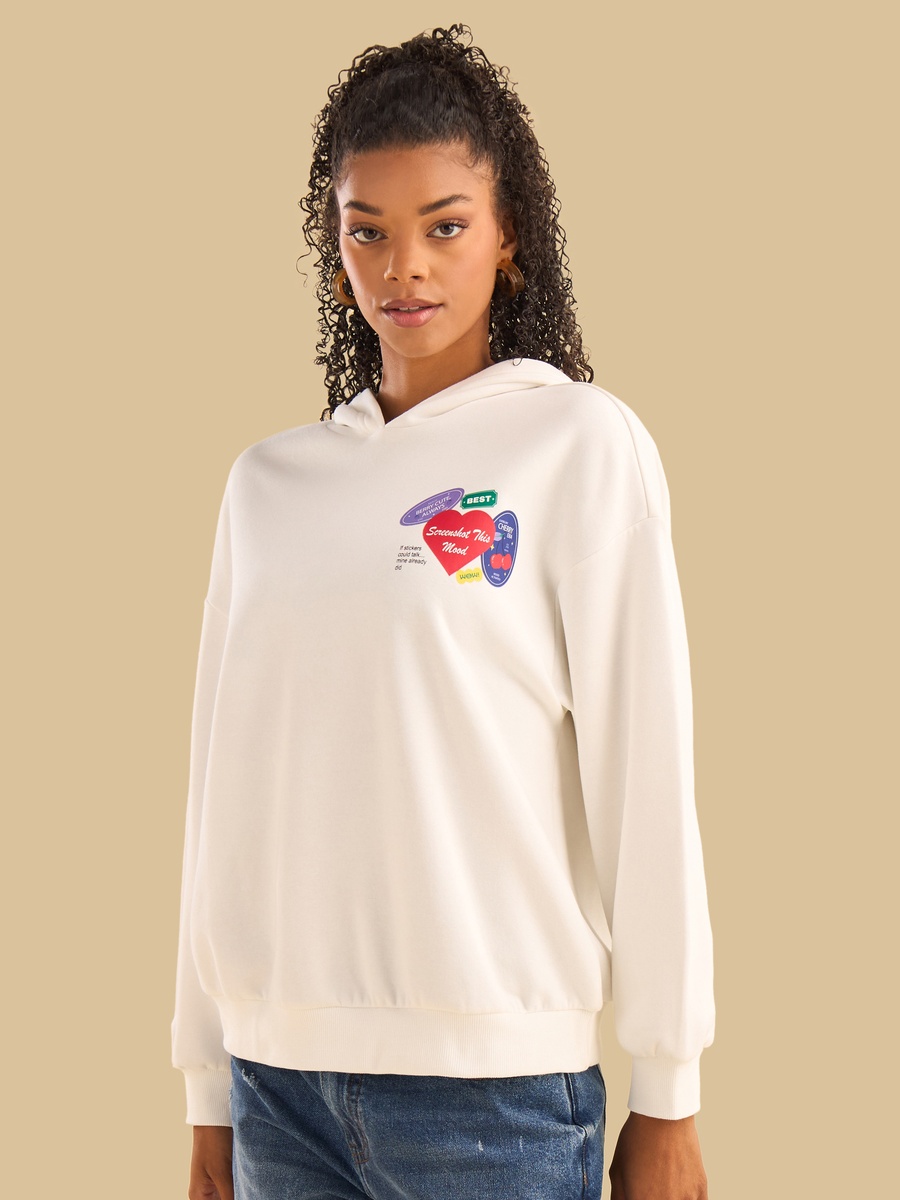 Printed Oversized Hooded Sweatshirt