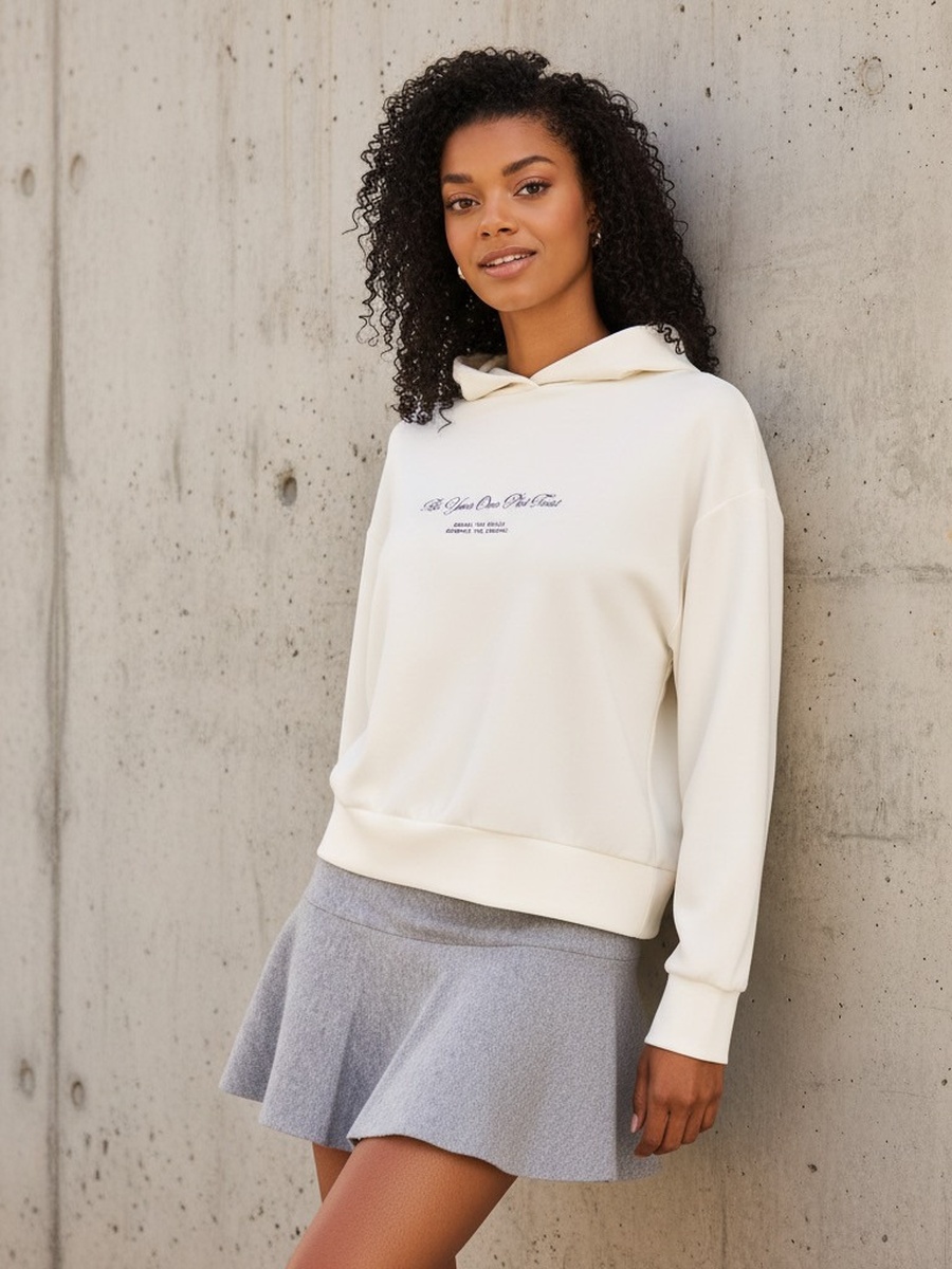 Slogan Print Hooded Sweatshirt