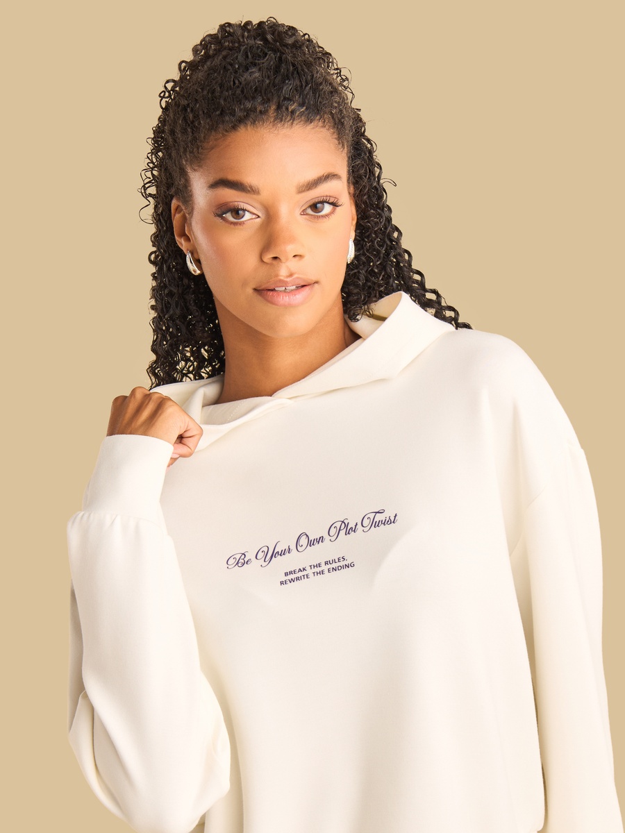 Slogan Print Hooded Sweatshirt