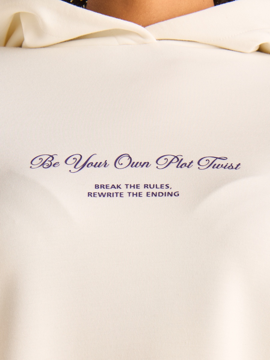 Slogan Print Hooded Sweatshirt