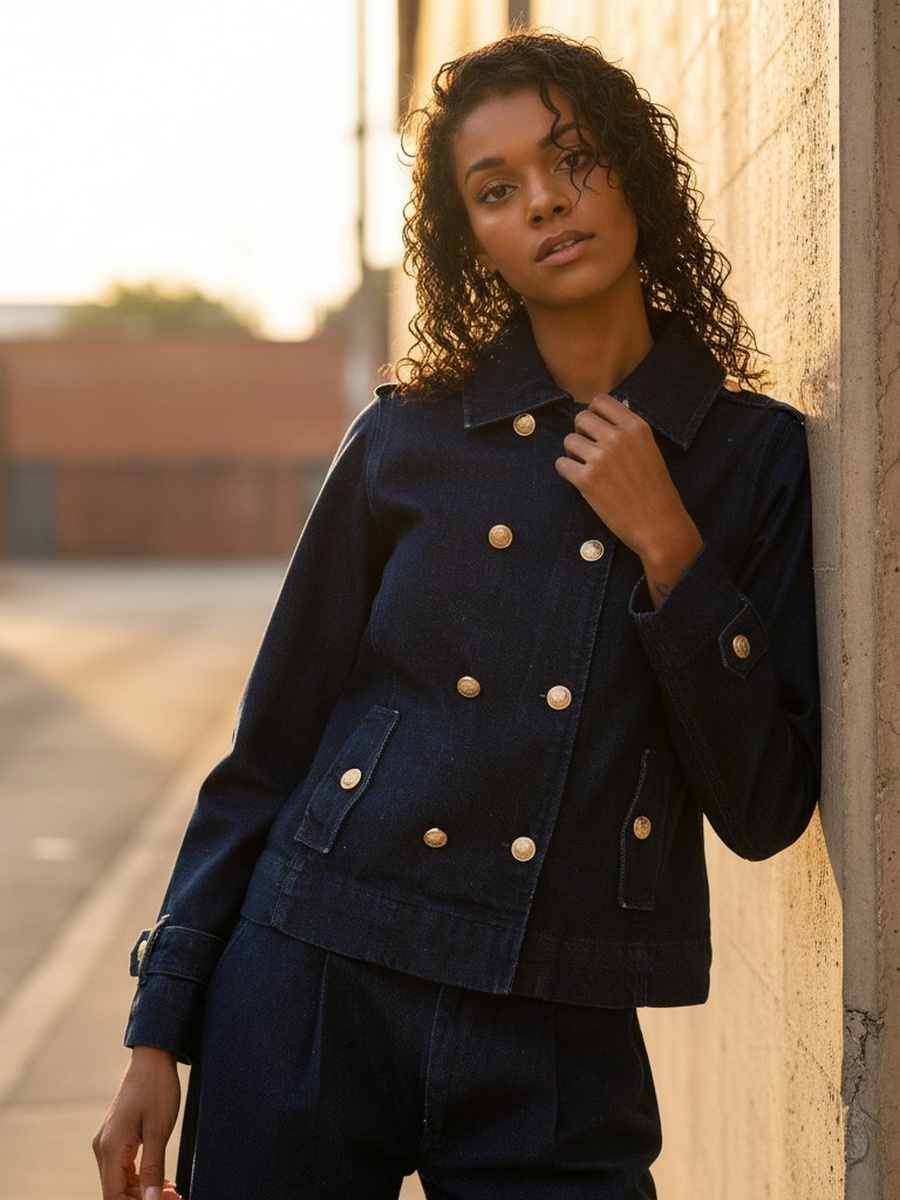 Button Accent Denim Jacket