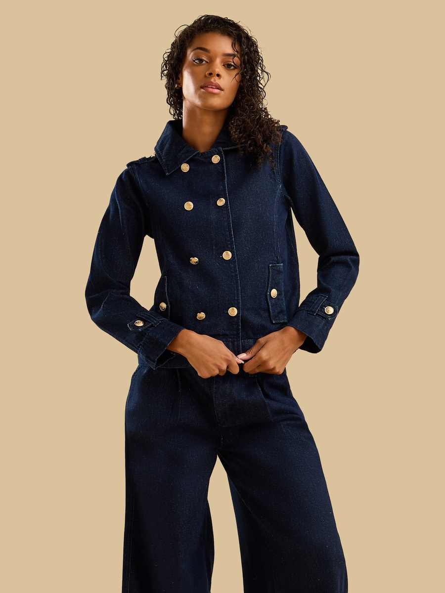 Button Accent Denim Jacket