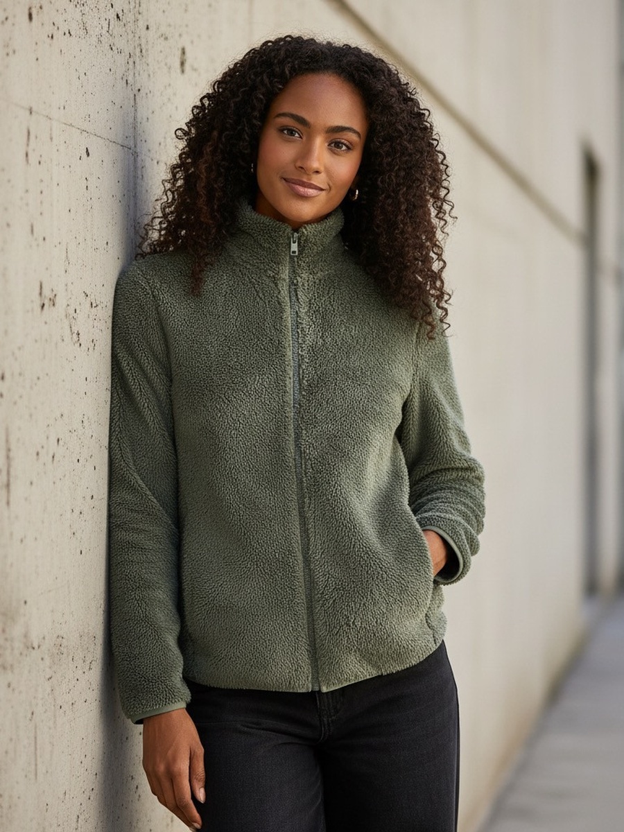 High Neck Faux Fur Jacket