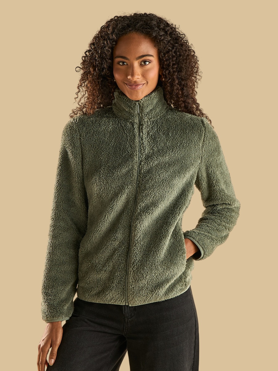 High Neck Faux Fur Jacket