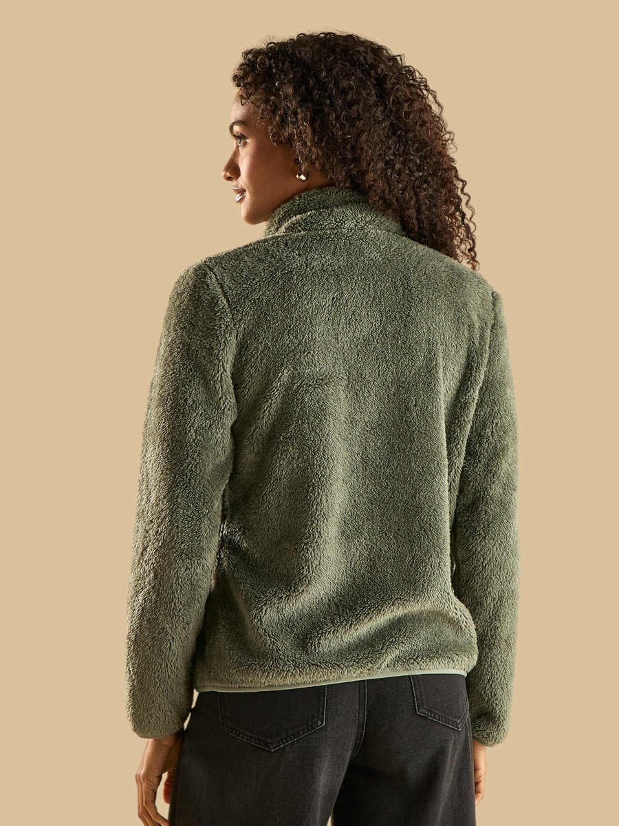 High Neck Faux Fur Jacket