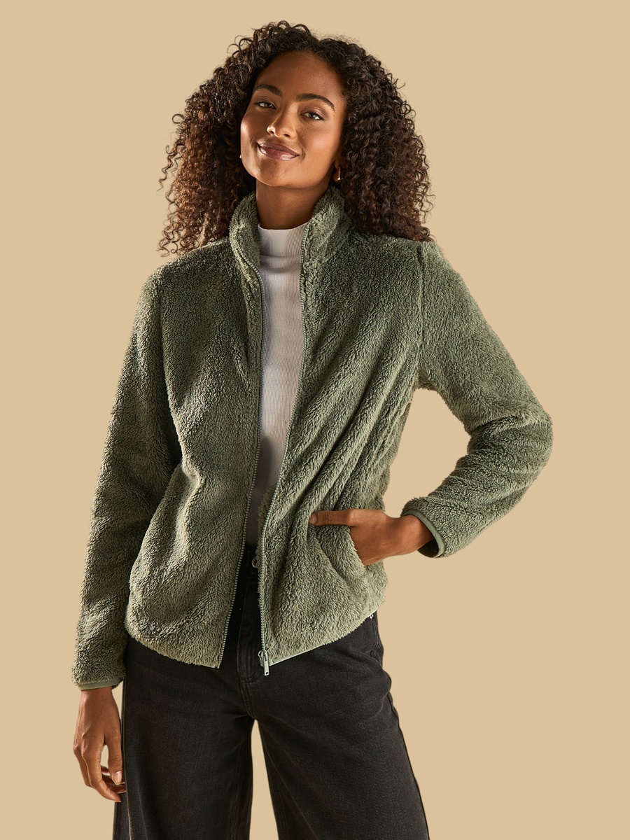 High Neck Faux Fur Jacket